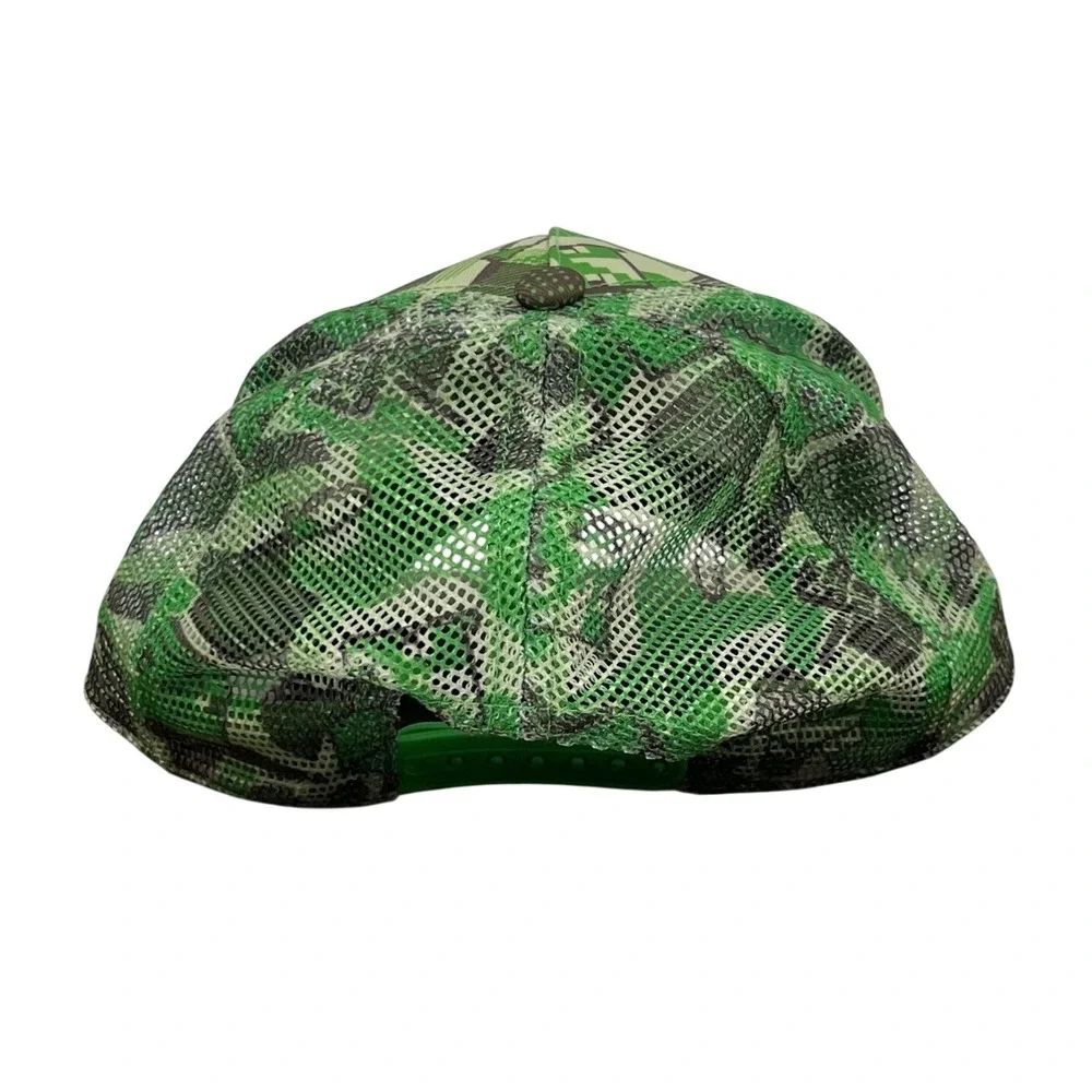 Minecraft Trucker Hat Kids Youth OSFM Green Creeper Pixel Camo Snapback Mesh Cap